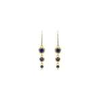 Jennifer Meyer 3 Graduated Illusion Set Blue Sapphire Earrings in 18K Yellow Gold | Fine Earrings | Coveti