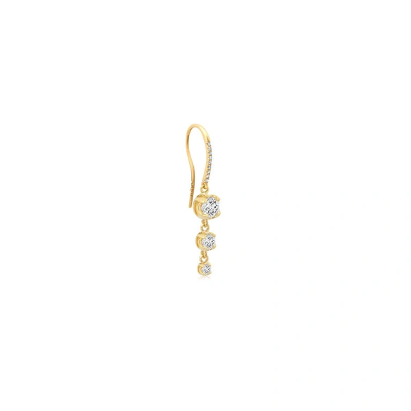 Jennifer Meyer 3 Graduated Illusion Set Diamond Earrings in 18K Yellow Gold | Fine Earrings | Coveti