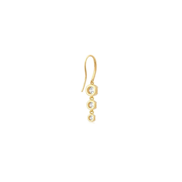 Jennifer Meyer 3 Graduated Illusion Set Diamond Earrings in 18K Yellow Gold | Fine Earrings | Coveti