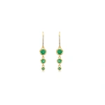 Jennifer Meyer 3 Graduated Illusion Set Emerald Earrings in 18K Yellow Gold | Fine Earrings | Coveti