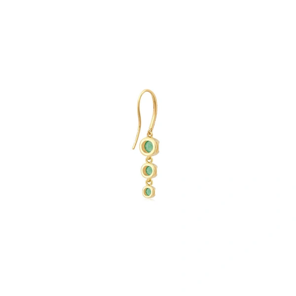 Jennifer Meyer 3 Graduated Illusion Set Emerald Earrings in 18K Yellow Gold | Fine Earrings | Coveti