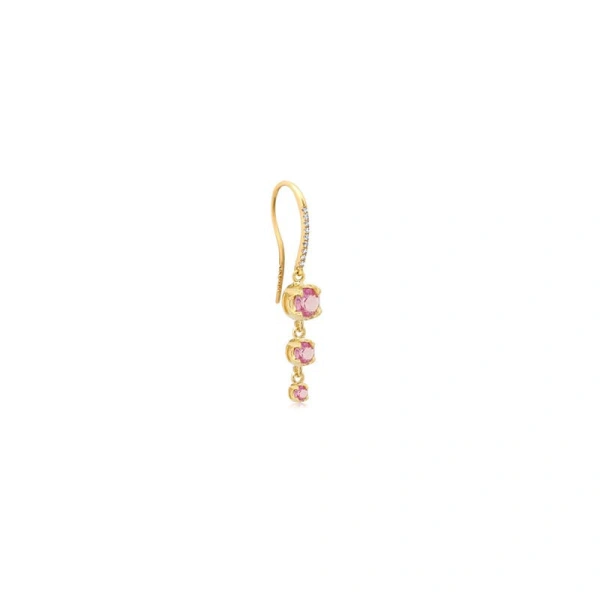 Jennifer Meyer 3 Graduated Illusion Set Pink Sapphire Earrings in 18K Yellow Gold | Fine Earrings | Coveti