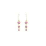 Jennifer Meyer 3 Graduated Illusion Set Pink Sapphire Earrings in 18K Yellow Gold | Fine Earrings | Coveti