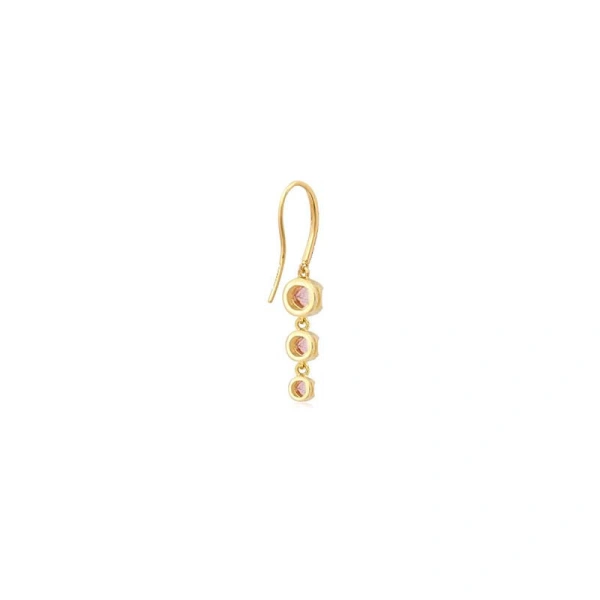 Jennifer Meyer 3 Graduated Illusion Set Pink Sapphire Earrings in 18K Yellow Gold | Fine Earrings | Coveti