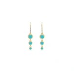 Jennifer Meyer 3 Graduated Illusion Set Turquoise Earrings in 18K Yellow Gold | Fine Earrings | Coveti