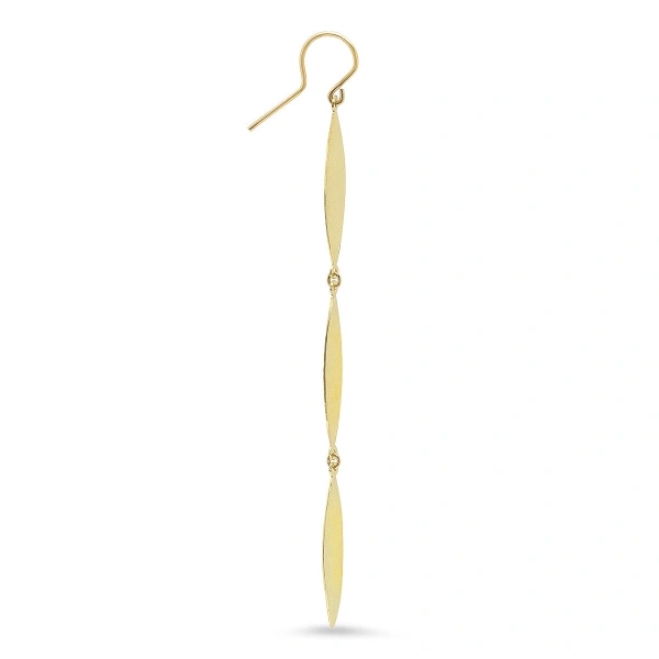 Jennifer Meyer 3 Hammered Marquise Earrings in 18K Yellow Gold | Fine Earrings | Coveti
