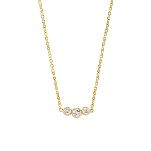 Jennifer Meyer 3 Illusion Set Diamond Necklace in 18K Yellow Gold | Fine Necklaces | Coveti