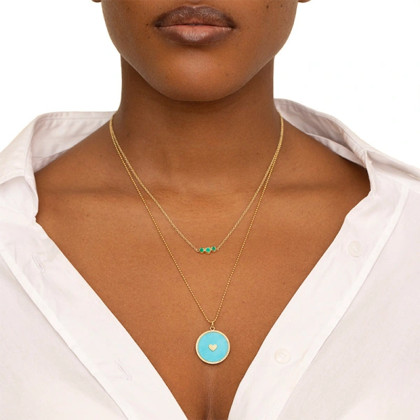 Jennifer Meyer 3 Illusion Set Emerald Necklace in 18K Yellow Gold | Fine Necklaces | Coveti