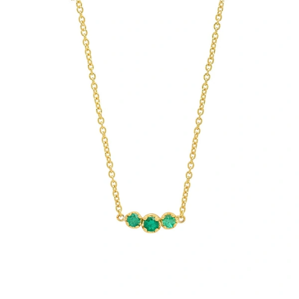 3 Illusion Set Emerald Necklace in 18K Yellow Gold