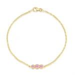 Jennifer Meyer 3 Illusion Set Pink Sapphire Bracelet in 18K Yellow Gold | Fine Bracelets | Coveti