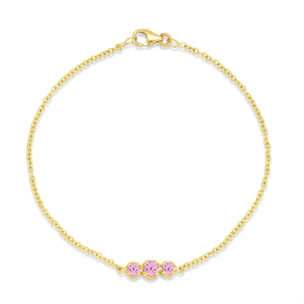 Jennifer Meyer 3 Illusion Set Pink Sapphire Bracelet in 18K Yellow Gold | Fine Bracelets | Coveti