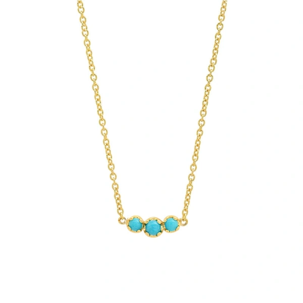 Jennifer Meyer 3 Illusion Set Turquoise Necklace in 18K Yellow Gold | Fine Necklaces | Coveti