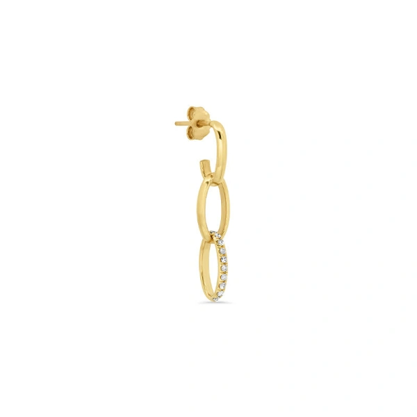 Jennifer Meyer 3 Medium Edith Link Studs with Diamond Pave Accent in 18K Yellow Gold | Fine Earrings | Coveti