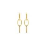 Jennifer Meyer 3 Medium Edith Link Studs with Diamond Pave Accent in 18K Yellow Gold | Fine Earrings | Coveti