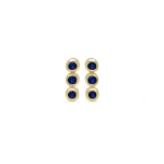 Jennifer Meyer 3 Mini Blue Sapphire Bezel Studs in 18K Yellow Gold | Fine Earrings | Coveti