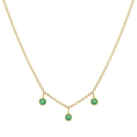 Jennifer Meyer 3 Mini Emerald Bezel Dangle Necklace in 18K Yellow Gold | Fine Necklaces | Coveti