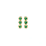 Jennifer Meyer 3 Mini Emerald Bezel Studs in 18K Yellow Gold | Fine Earrings | Coveti