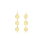 Jennifer Meyer 3 Mini Hammered Disc Earrings in 18K Yellow Gold | Fine Earrings | Coveti