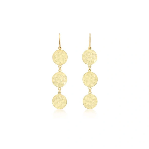 3 Mini Hammered Disc Earrings in 18K Yellow Gold