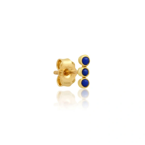 Jennifer Meyer 3 Mini Lapis Bezel Studs in 18K Yellow Gold | Fine Earrings | Coveti