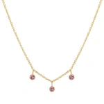 Jennifer Meyer 3 Mini Pink Sapphire Bezel Dangle Necklace in 18K Yellow Gold | Fine Necklaces | Coveti