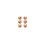Jennifer Meyer 3 Mini Pink Sapphire Bezel Studs in 18K Yellow Gold | Fine Earrings | Coveti