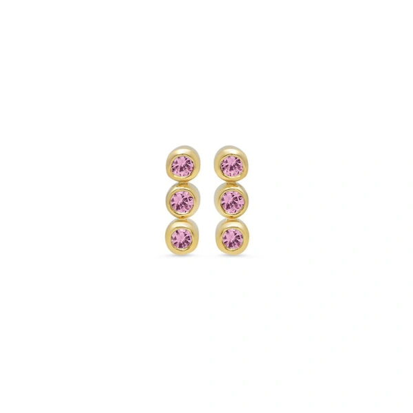 3 Mini Pink Sapphire Bezel Studs in 18K Yellow Gold