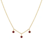 Jennifer Meyer 3 Mini Ruby Bezel Dangle Necklace in 18K Yellow Gold | Fine Necklaces | Coveti