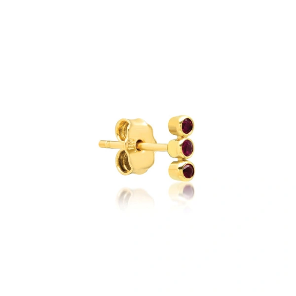 Jennifer Meyer 3 Mini Ruby Bezel Studs in 18K Yellow Gold | Fine Earrings | Coveti