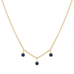 Jennifer Meyer 3 Mini Sapphire Bezel Dangle Necklace in 18K Yellow Gold | Fine Necklaces | Coveti