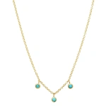 Jennifer Meyer 3 Mini Turquoise Bezel Dangle Necklace in 18K Yellow Gold | Fine Necklaces | Coveti