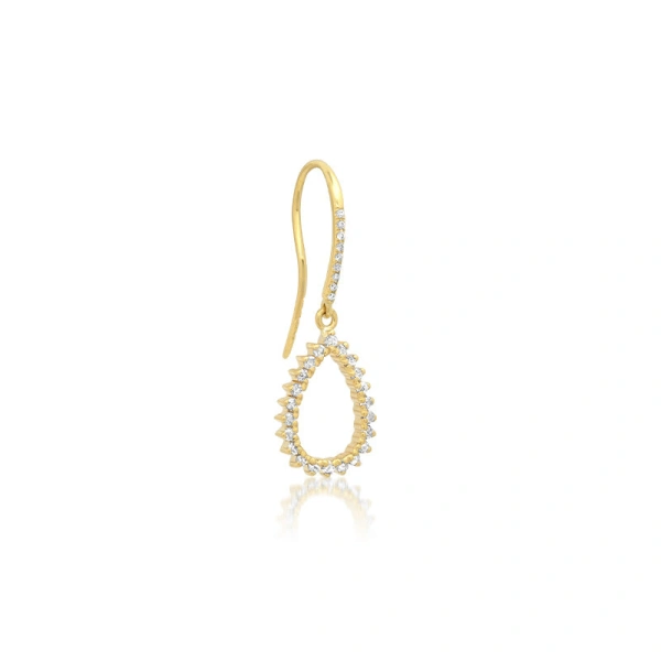 Jennifer Meyer 3 Prong Diamond Mini Open Teardrop Earrings in 18K Yellow Gold | Fine Earrings | Coveti