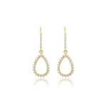 Jennifer Meyer 3 Prong Diamond Mini Open Teardrop Earrings in 18K Yellow Gold | Fine Earrings | Coveti