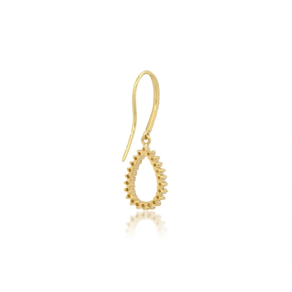 Jennifer Meyer 3 Prong Diamond Mini Open Teardrop Earrings in 18K Yellow Gold | Fine Earrings | Coveti
