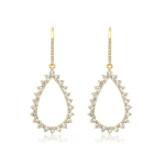 Jennifer Meyer 3 Prong Diamond Open Teardrop Earrings in 18K Yellow Gold | Fine Earrings | Coveti