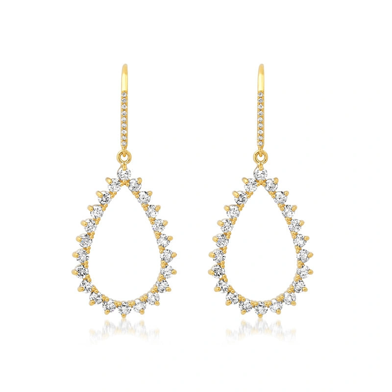 Jennifer Meyer 3 Prong Diamond Open Teardrop Earrings in 18K Yellow Gold Jennifer Meyer 3 Prong Diamond Open Teardrop Earrings in 18K Yellow Gold | Fine Earrings | Coveti