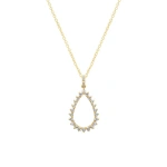 Jennifer Meyer 3 Prong Diamond Open Teardrop Necklace in 18K Yellow Gold | Fine Necklaces | Coveti