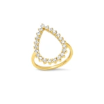 Jennifer Meyer 3 Prong Diamond Open Teardrop Ring in 18K Yellow Gold | Fine Rings | Coveti
