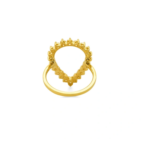 Jennifer Meyer 3 Prong Diamond Open Teardrop Ring in 18K Yellow Gold | Fine Rings | Coveti
