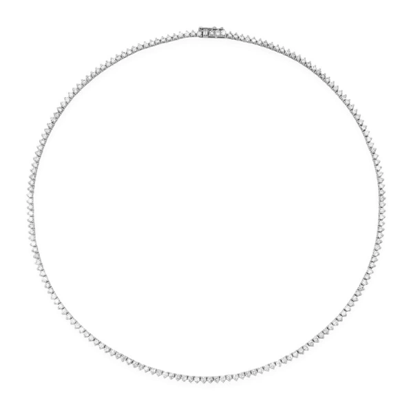 Jennifer Meyer 3 Prong Diamond Tennis Necklace in 18K White Gold | Fine Necklaces | Coveti
