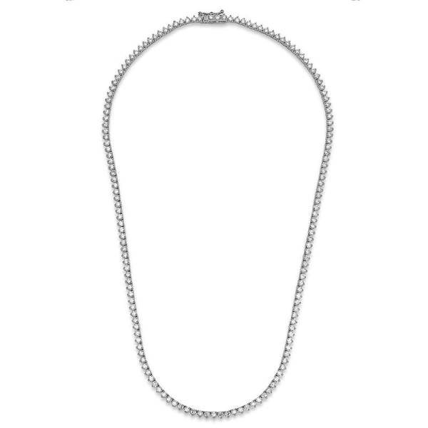 Jennifer Meyer 3 Prong Diamond Tennis Necklace in 18K White Gold | Fine Necklaces | Coveti