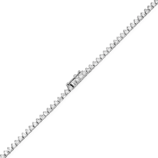 Jennifer Meyer 3 Prong Diamond Tennis Necklace in 18K White Gold | Fine Necklaces | Coveti