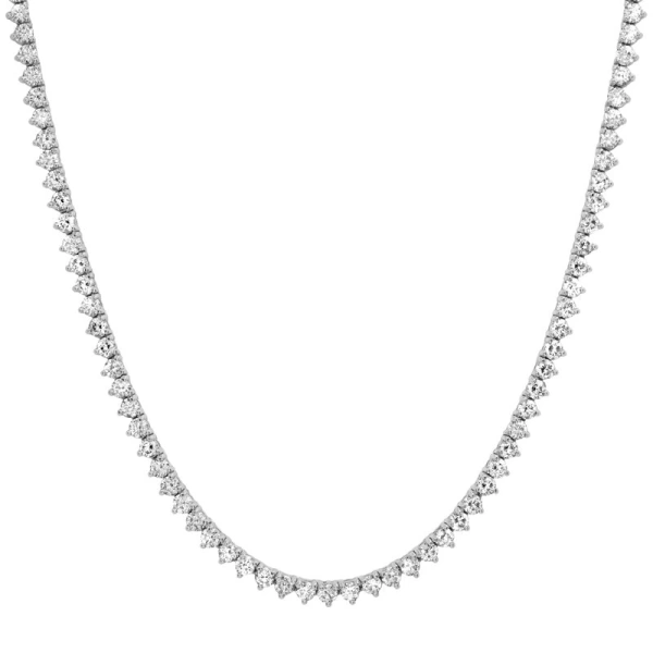 Jennifer Meyer 3 Prong Diamond Tennis Necklace in 18K White Gold | Fine Necklaces | Coveti