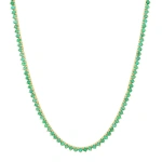Jennifer Meyer 3 Prong Emerald Tennis Necklace in 18K Yellow Gold | Fine Necklaces | Coveti