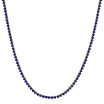 Jennifer Meyer 3 Prong Lapis Tennis Necklace in 18K Yellow Gold | Fine Necklaces | Coveti