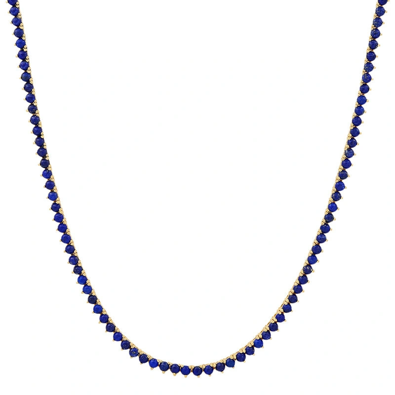Jennifer Meyer 3 Prong Lapis Tennis Necklace in 18K Yellow Gold Jennifer Meyer 3 Prong Lapis Tennis Necklace in 18K Yellow Gold | Fine Necklaces | Coveti