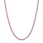 Jennifer Meyer 3 Prong Pink Sapphire Tennis Necklace in 18K Yellow Gold | Fine Necklaces | Coveti