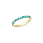 Jennifer Meyer 3 Prong Turquoise Ring in 18K Yellow Gold | Fine Rings | Coveti