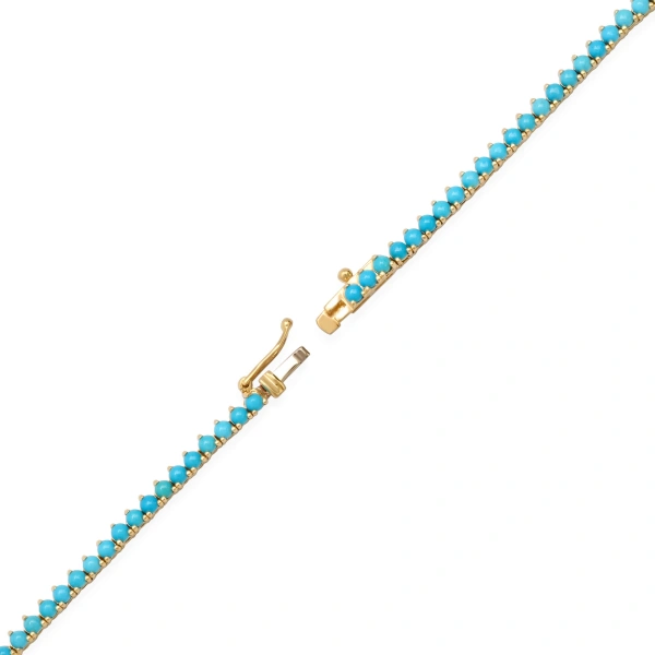 Jennifer Meyer 3 Prong Turquoise Tennis Necklace with Custom Charms in 18K Yellow Gold | Fine Necklaces | Coveti
