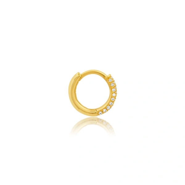 Jennifer Meyer 3 Sided Diamond Cartilage Hoop in 18K Yellow Gold | Fine Earrings | Coveti
